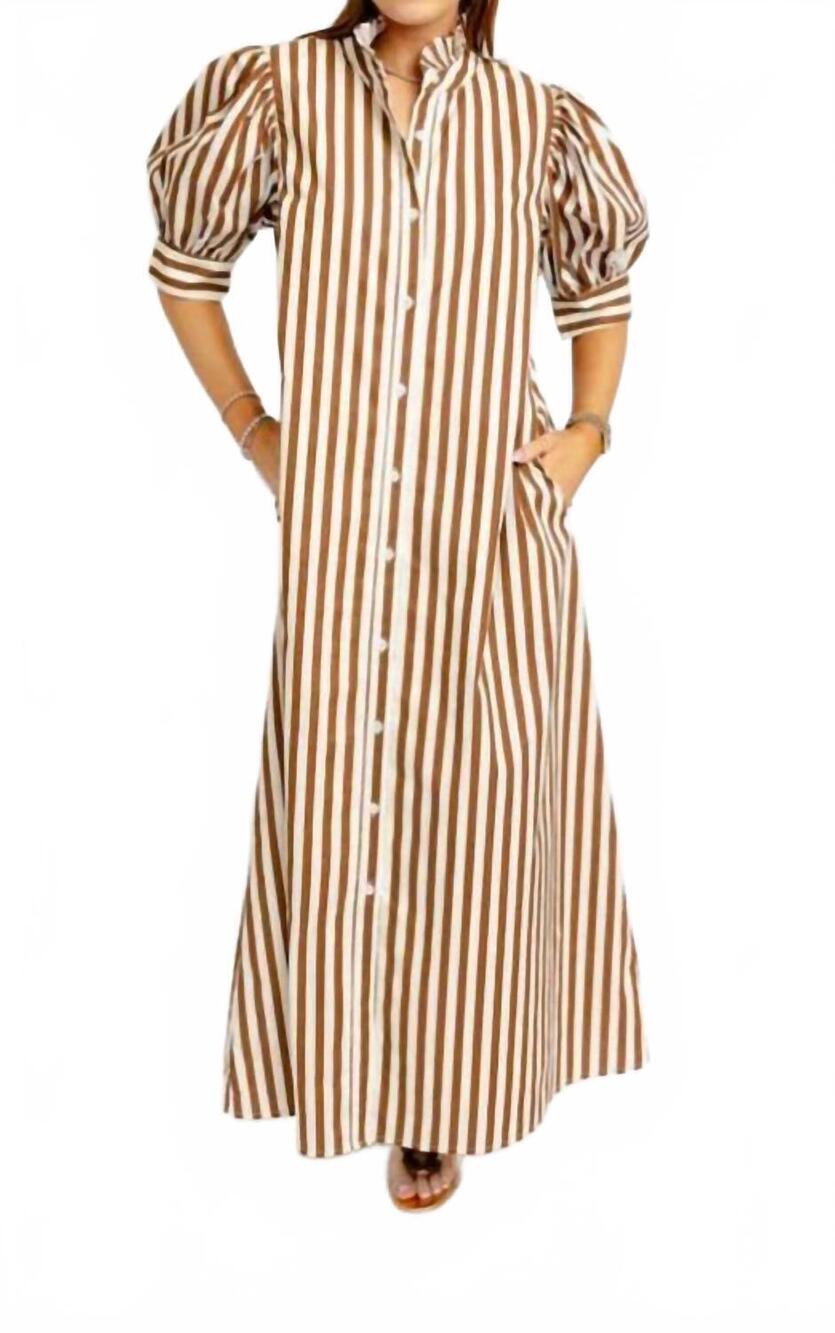 NEW KARLIE striped maxi dress in brown